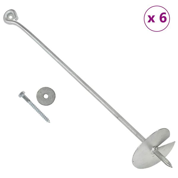 vidaXL Ancres de terre 6 pcs 10x60 cm Métal galvanisé