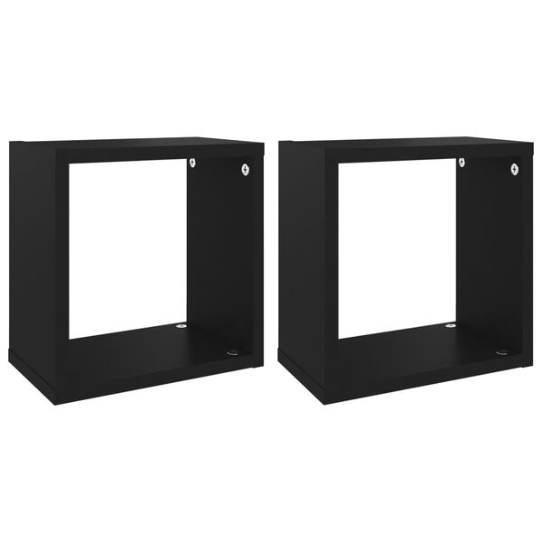 vidaXL &Eacute;tag&egrave;res cube murales 2 pcs Noir 26x15x26 cm