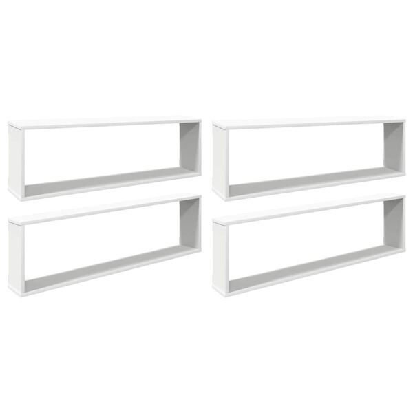 vidaXL &Eacute;tag&egrave;res cube murales 4 pcs Blanc 100x15x30cm bois d'ing&eacute;nierie