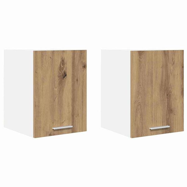 vidaXL Armoire suspendue 2 pcs Ch&ecirc;ne Artisan et Blanc 30 x 31 x 40 cm