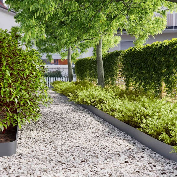 vidaXL Bordures pelouse 10pcs anthracite 15x103cm acier lamin&eacute; &agrave; froid