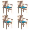 vidaXL Chaises de jardin empilables avec coussins lot de 4 Teck solide