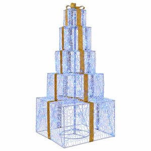 vidaXL Bo&icirc;tes cadeaux de No&euml;l empilables avec LED 250 LED Bleu