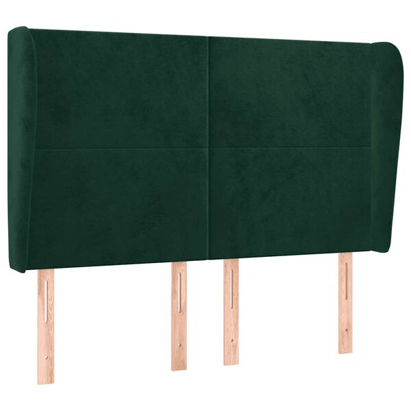 vidaXL T&ecirc;te de lit avec oreilles Vert fonc&eacute; 147x23x118/128 cm Velours