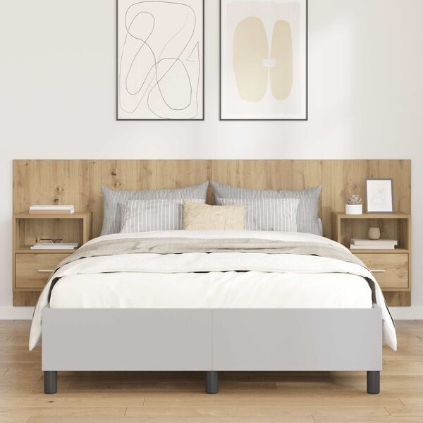 vidaXL T&ecirc;te de lit avec armoire avec tiroir 3 pcs Ch&ecirc;ne artisanal