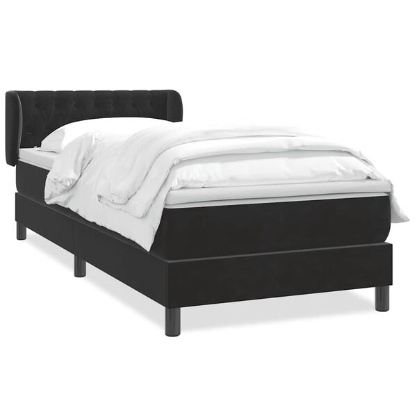 vidaXL Sommier &agrave; lattes de lit avec matelas noir 80x210 cm velours
