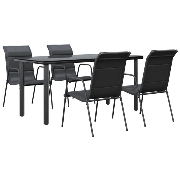 vidaXL Ensemble &agrave; manger de jardin 5 pcs noir textil&egrave;ne et acier