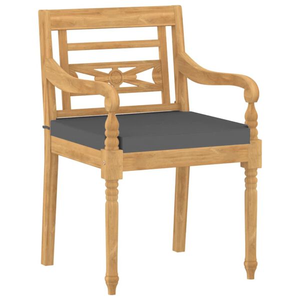 vidaXL Chaises Batavia lot de 6 avec coussins Bois de teck solide