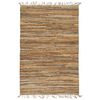 vidaXL Tapis Chindi tiss&eacute; &agrave; la main Cuir Jute 160 x 230 cm Brun roux