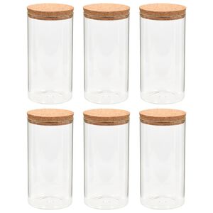 vidaXL 6pcs Pots de conservation en verre et couvercle en li&egrave;ge 1400ml