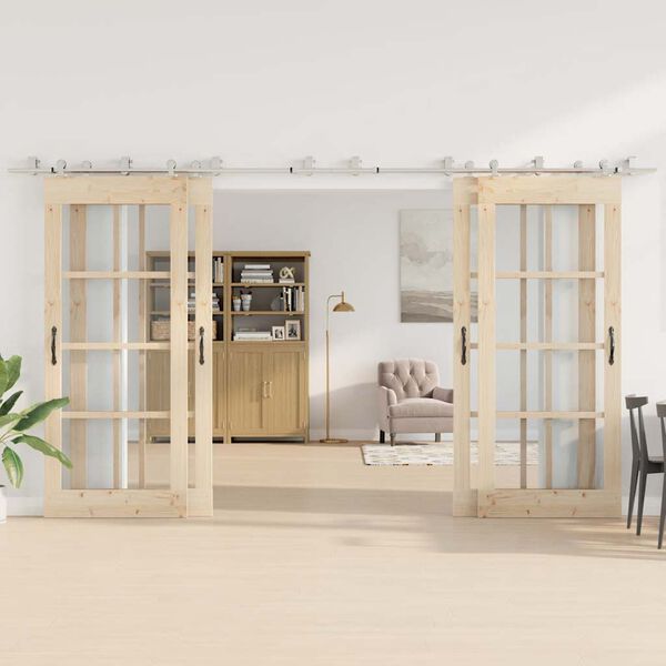 vidaXL Kit fixation porte coulissante 400 cm Acier inoxydable Argent&eacute;