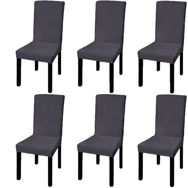vidaXL Housse de chaise droite extensible 6 pcs anthracite