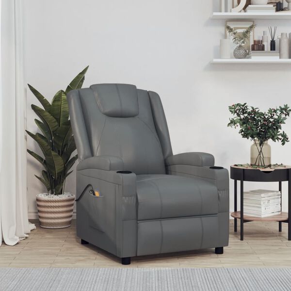 vidaXL Fauteuil de massage &eacute;lectrique Anthracite Similicuir