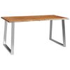 vidaXL Table &agrave; manger 160x80x75 cm Bois d'acacia et acier inoxydable