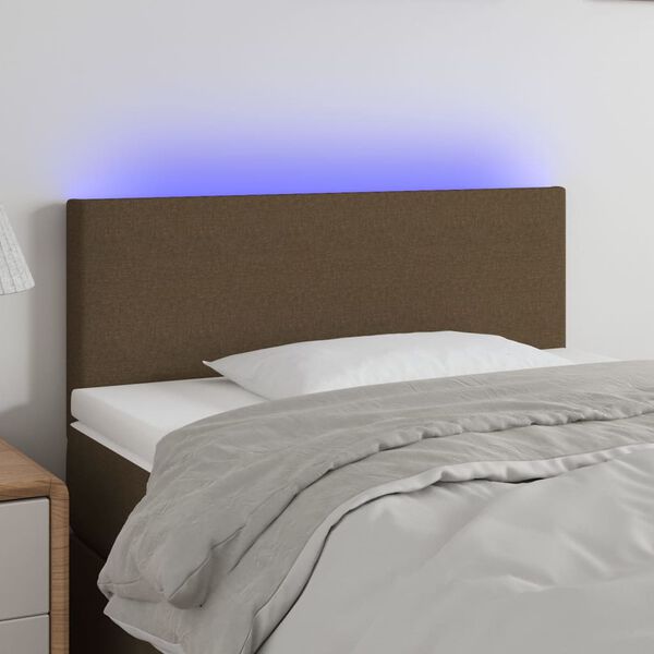vidaXL T&ecirc;te de lit &agrave; LED Marron Fonc&eacute; 80x5x78/88 cm Tissu