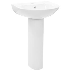vidaXL Lavabo autoportant avec socle C&eacute;ramique Blanc 520x440x190 mm