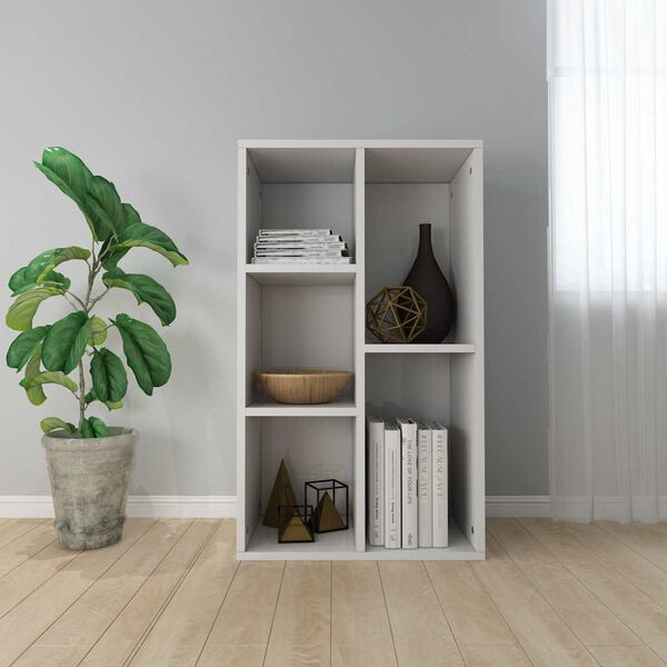 vidaXL Bibliothèque/buffet blanc brillant 50x25x80cm Bois d’ingénierie