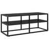 vidaXL Meuble TV noir avec verre noir 100x40x40 cm