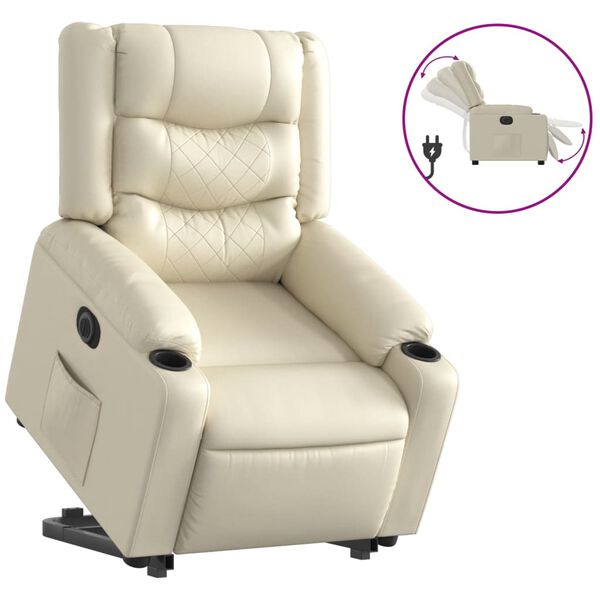 vidaXL Fauteuil inclinable &eacute;lectrique cr&egrave;me similicuir
