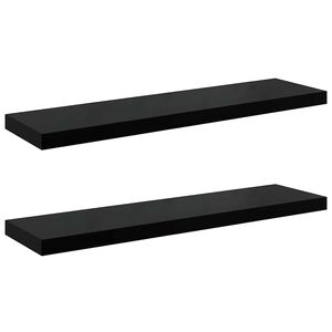 vidaXL &Eacute;tag&egrave;re murale flottante 2 pcs Noir brillant 90x23,5x3,8 cm MDF