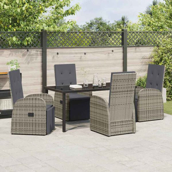 vidaXL Ensemble de salle à manger pour jardin 5 pcs Gris polyrotin