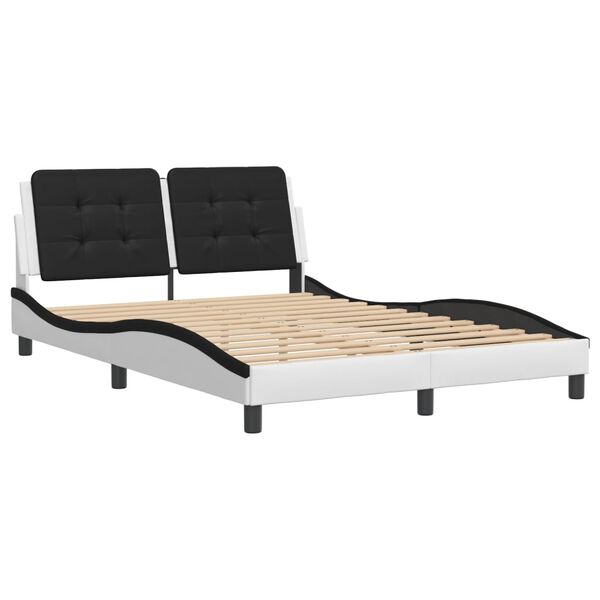 vidaXL Cadre de lit sans matelas Zadar blanc et noir 140x190 cm similicuir