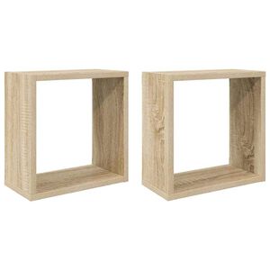 vidaXL &Eacute;tag&egrave;res cube murales 2 pcs ch&ecirc;ne sonoma 30x15x30 cm