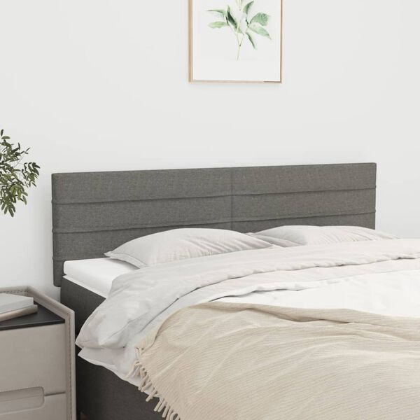 vidaXL T&ecirc;tes de lit 2 pcs gris fonc&eacute; 72x5x78/88 cm tissu