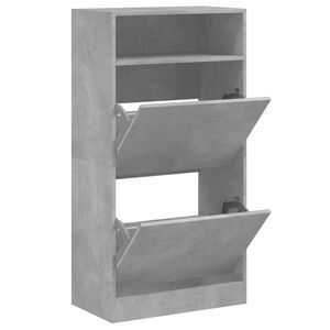 vidaXL Armoire &agrave; chaussures gris b&eacute;ton 60x34x116 cm bois d'ing&eacute;nierie