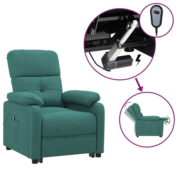 vidaXL Fauteuil inclinable &eacute;lectrique Vert fonc&eacute; Tissu