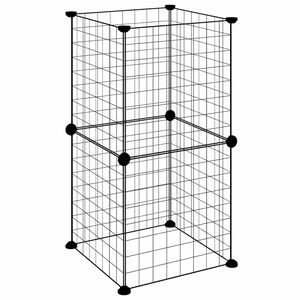 vidaXL Cage animaux de compagnie &agrave; 8 panneaux Noir 35x35 cm Acier