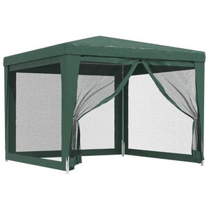 vidaXL Tente de f&ecirc;te avec 4 parois lat&eacute;rales en maille Vert 3x3 m PEHD