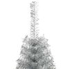 vidaXL Sapin de No&euml;l artificiel pr&eacute;-&eacute;clair&eacute; Argent 150 cm PET