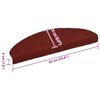 vidaXL Tapis d'escalier autocollants 5 pi&egrave;ces 65 x 21 x 4 cm Bordeaux Rouge Demi-rond Grand