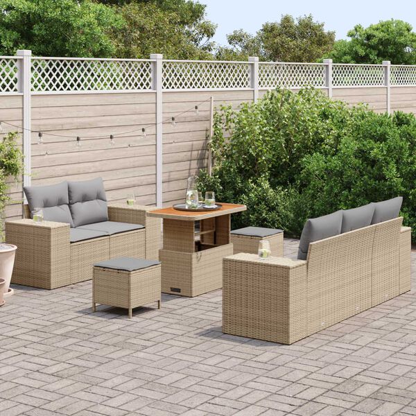 vidaXL Ensemble de canap&eacute; de jardin 8 pcs Beige et Gris clair