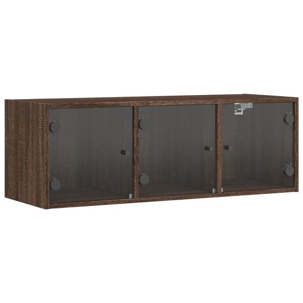 vidaXL Armoire murale avec portes en verre ch&ecirc;ne marron 102x37x35 cm