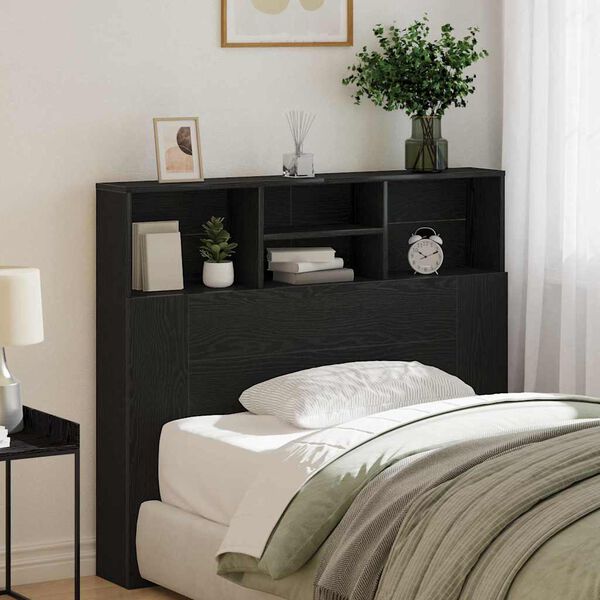 vidaXL Cabinet de Tête de Lit Chêne noir 120 x 19 x 103,5 cm