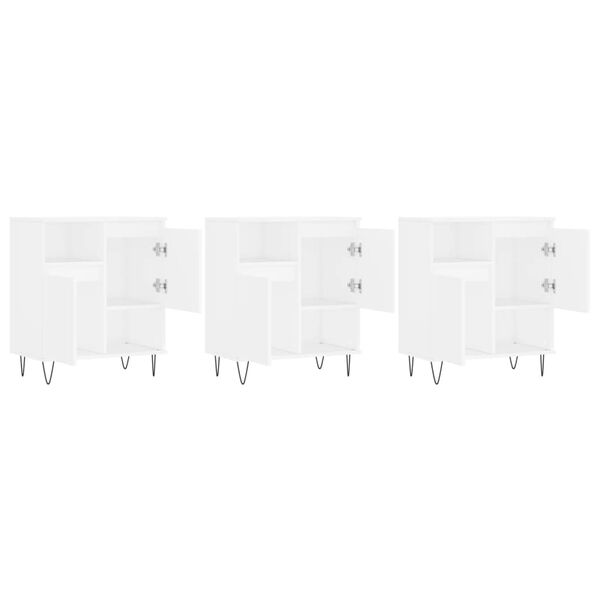 vidaXL Buffets 3 pcs Blanc Bois d'ing&eacute;nierie