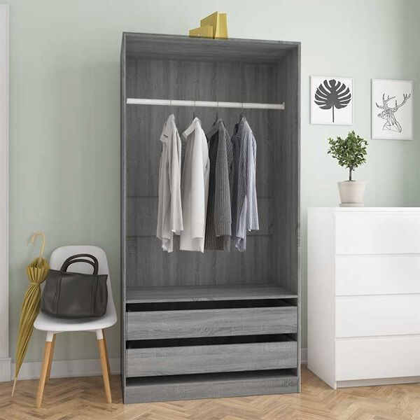 vidaXL Garde-robe Sonoma gris 100x50x200 cm Bois d'ing&eacute;nierie