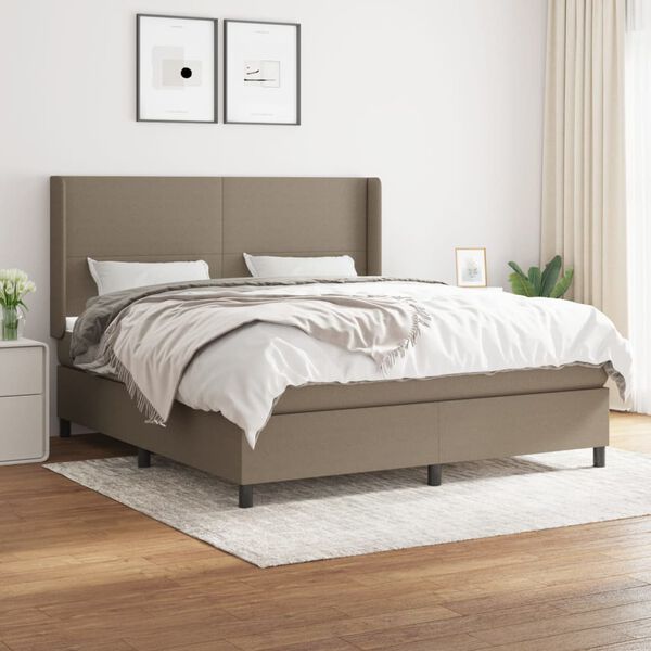vidaXL Sommier &agrave; lattes de lit avec matelas Taupe 160x200 cm Tissu