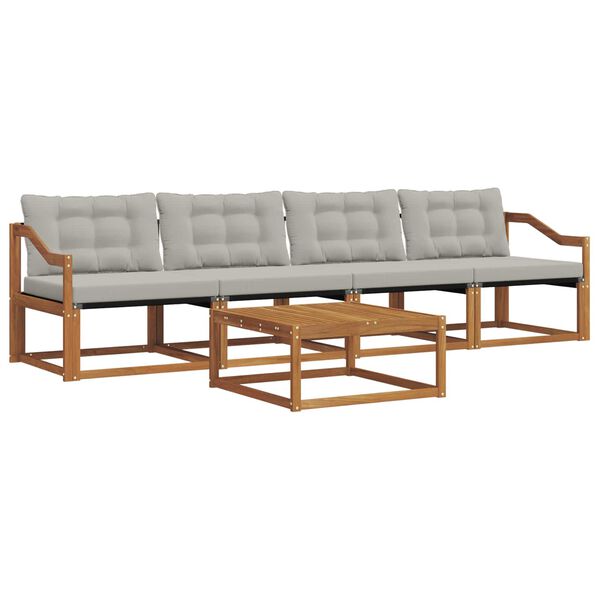 vidaXL Ensemble de canap&eacute;s d'ext&eacute;rieur 5 pcs Gris Naturel et Clair