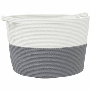 vidaXL Panier &agrave; linge gris et blanc &Oslash;60x36 cm coton