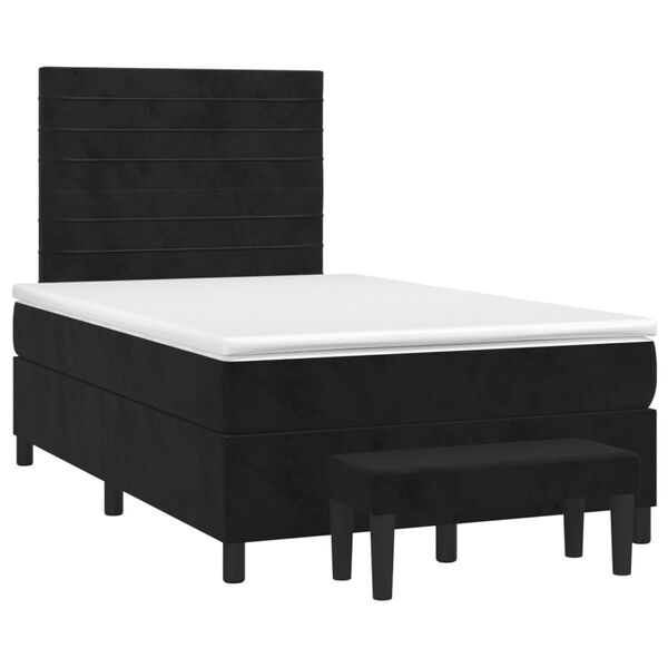 vidaXL Sommier &agrave; lattes de lit avec matelas Noir 120x200 cm Velours
