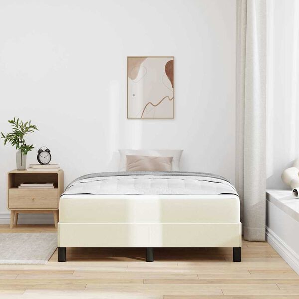 vidaXL Cadre de lit avec matelas Cr&egrave;me 120 x 200 cm tissu