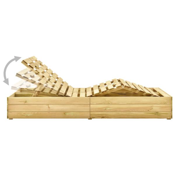 vidaXL Chaise longue double avec coussins Bois de pin imprégné