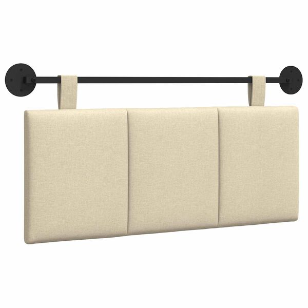 vidaXL T&ecirc;te de lit suspendue Montage mural Cr&egrave;me 110 x 55 x 5 cm tissu