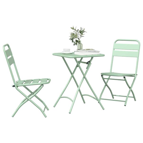 vidaXL Ensemble bistrot 3 pcs Vert Acier