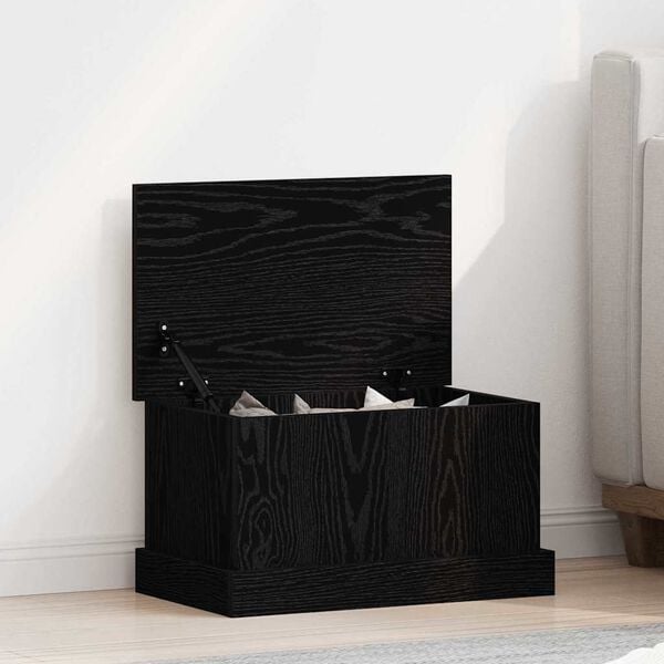 vidaXL Bo&icirc;te de Rangement Ch&ecirc;ne noir 50 x 30 x 28 cm Bois d'ing&eacute;nierie