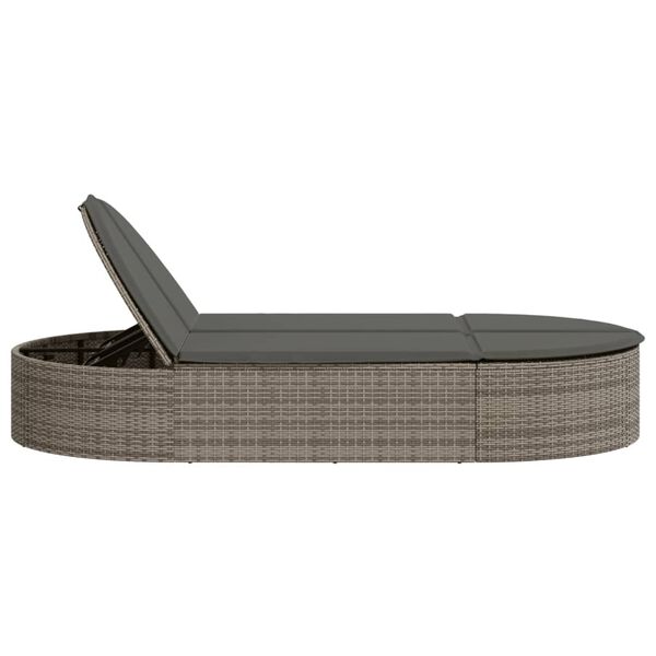 vidaXL Chaise longue double avec coussins gris r&eacute;sine tress&eacute;e