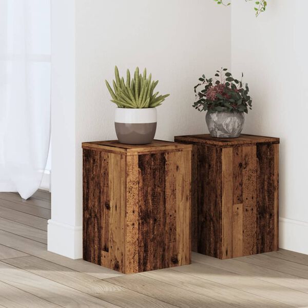 vidaXL Supports pour plantes 2 pcs vieux bois bois d'ing&eacute;nierie
